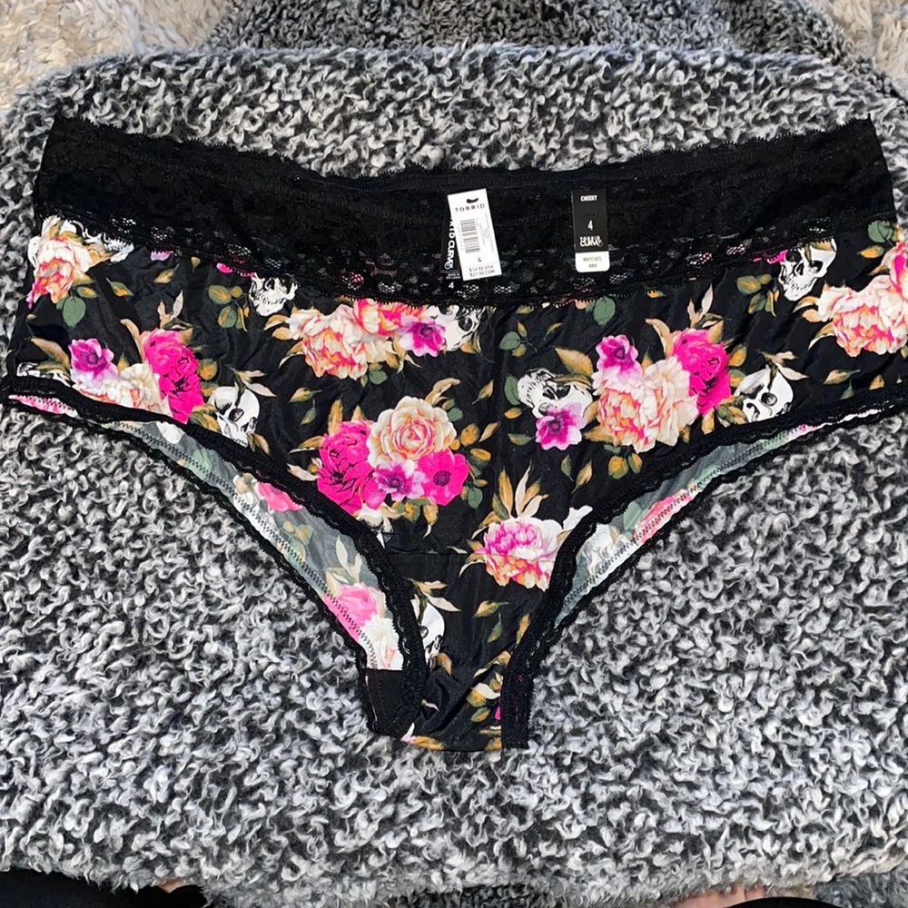 Torrid Skulls and Roses Satin Cheeky panty